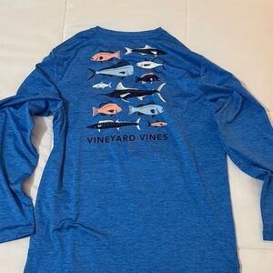 Vineyard Vines Royal Blue Long Sleeve Fish Back Graphic Tee